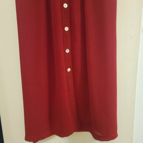 Plaza South Petite Ladies Red Dress Size 8p Midi Length - Picture 4 of 11